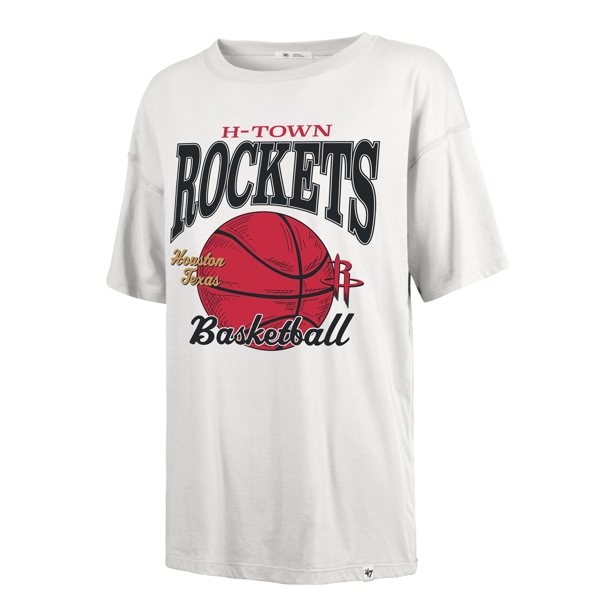 Women's '47 White Houston Rockets City Edition Down Court Sadie T-Shirt